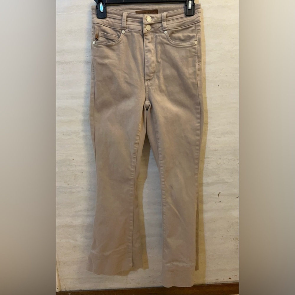 Judy Blue High Waste Flare Tan Denim - Picture 1 of 12